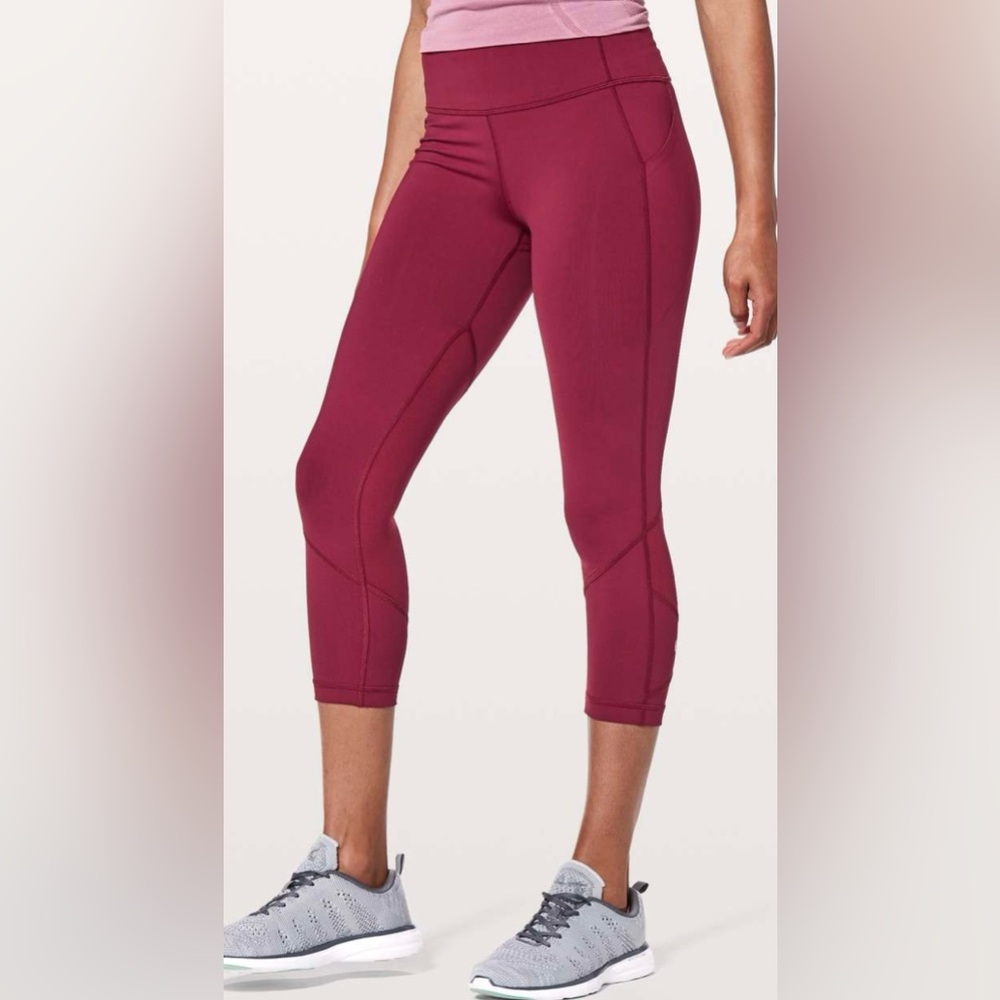 Lululemon pace rival crop leggings women’s 6 ruby wine cropped 22” burgundy Lulu